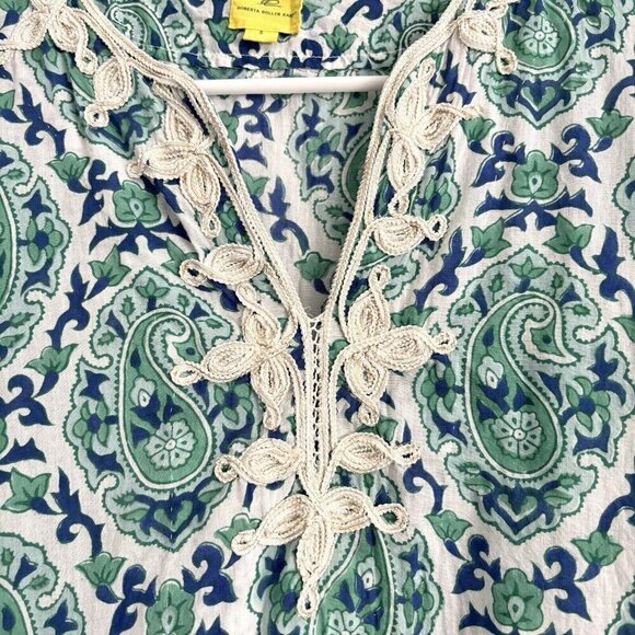 Roberta Roller Rabbit Green Paisley Tunic Top Women’s Size Small Shirt - Picture 4 of 9